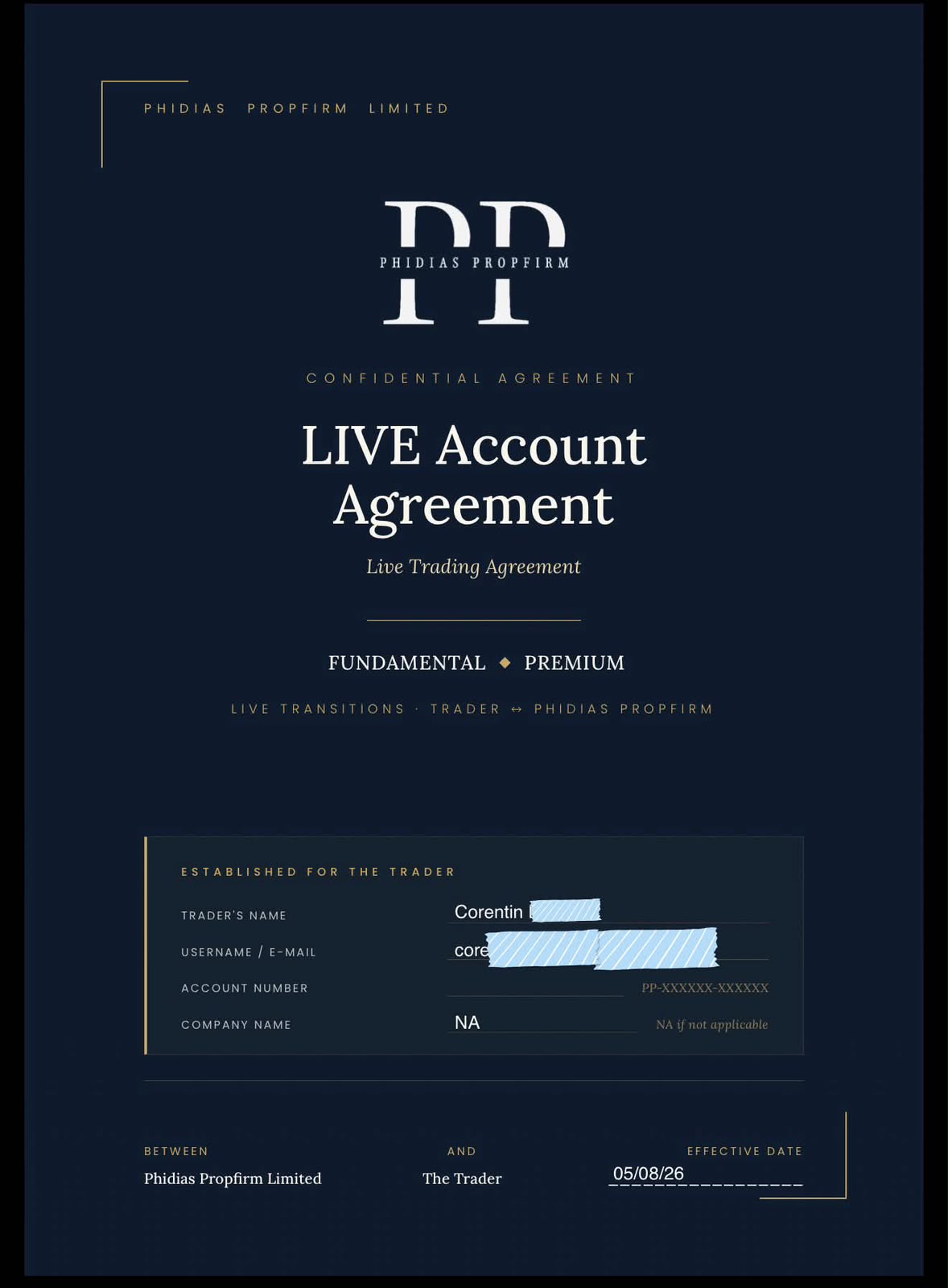 Live Account Agreement